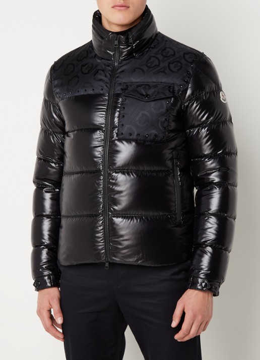 Moncler Puffer jack met donsvulling en opbergbare capuchon - detail zwart