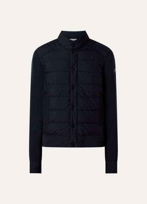 Moncler Puffer jack met donsvulling en ritszakken - voorkant 4 donkerblauw