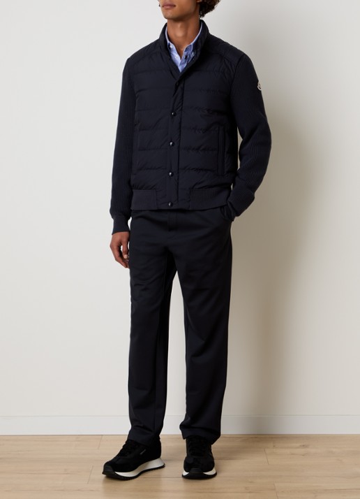 Moncler Puffer jack met donsvulling en ritszakken - voorkant 5 donkerblauw