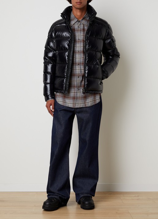 Moncler Puffer jack met donsvulling en ritszakken - voorkant 6 zwart