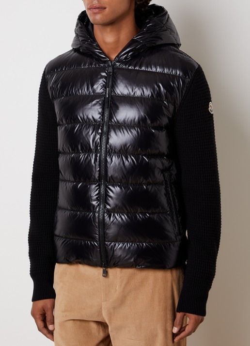 Moncler Puffer jack met donsvulling en ritszakken - detail zwart