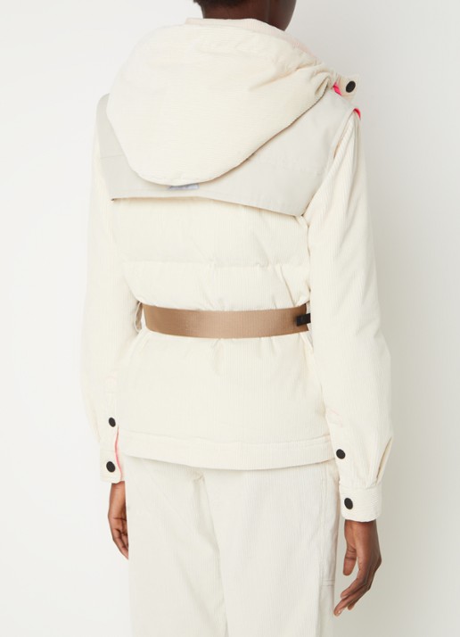 Moncler Puffer jack van corduroy met afneembare mouwen en capuchon - achterkant 7 gebroken wit