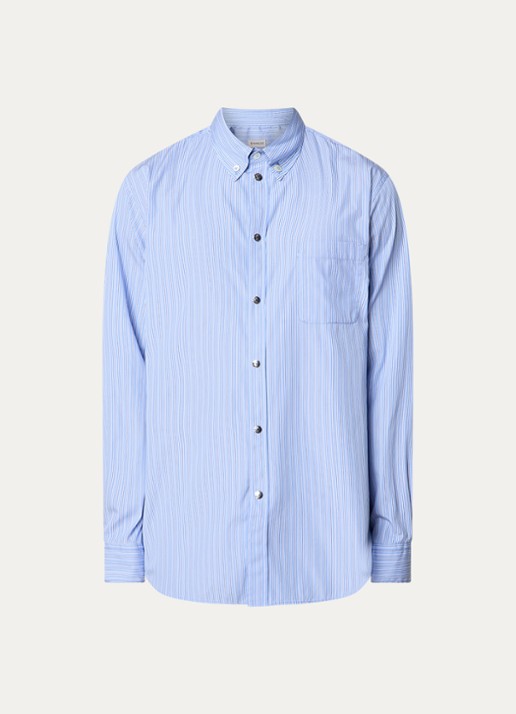 Moncler Regular fit overhemd met streepdessin  - voorkant 3 staalblauw