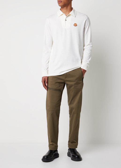 Moncler Regular fit polo met logo - voorkant 3 gebroken wit