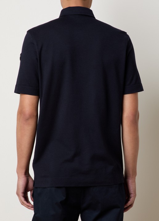 Moncler Regular fit polo  met logo - achterkant 3 donkerblauw