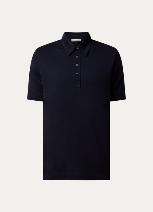 Moncler Regular fit polo  met logo - voorkant donkerblauw