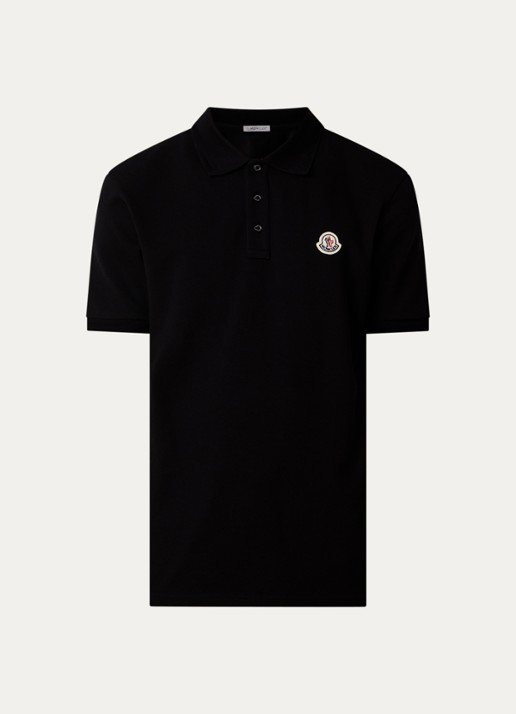 Moncler Regular fit polo met logo - voorkant 3 zwart