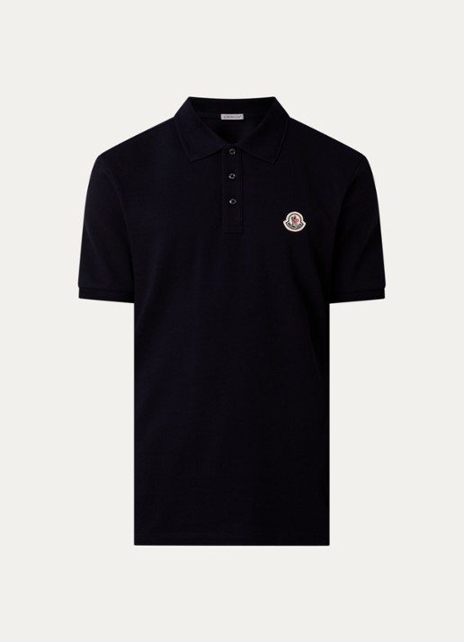 Moncler Regular fit polo met logo - voorkant 4 donkerblauw