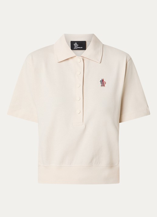 Moncler Regular fit polo met logo - voorkant creme