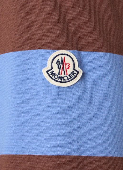 Moncler Regular fit polo met streepprint - detail 2 blauw