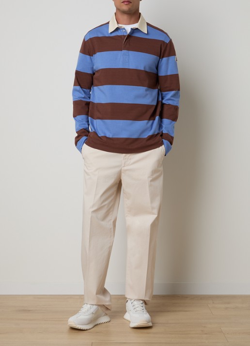Moncler Regular fit polo met streepprint - voorkant 4 blauw