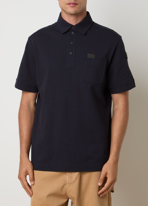 Moncler Regular fit polo van piqué katoen met borstzak - detail 3 donkerblauw