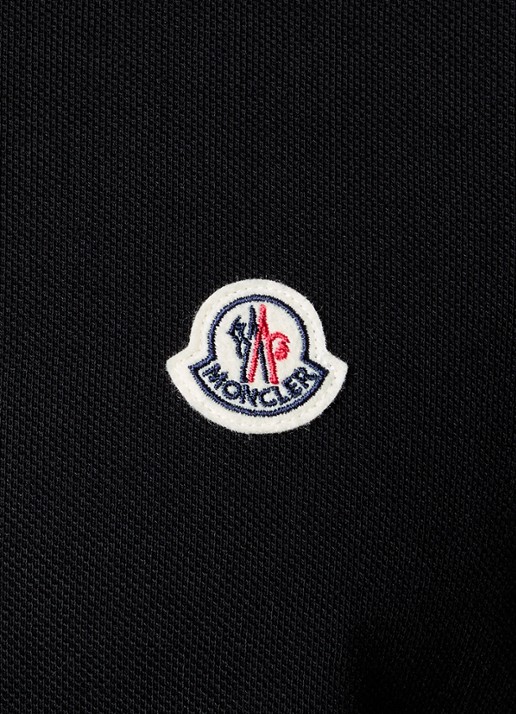 Moncler Regular fit polo van piqué katoen met logo - detail 5 zwart