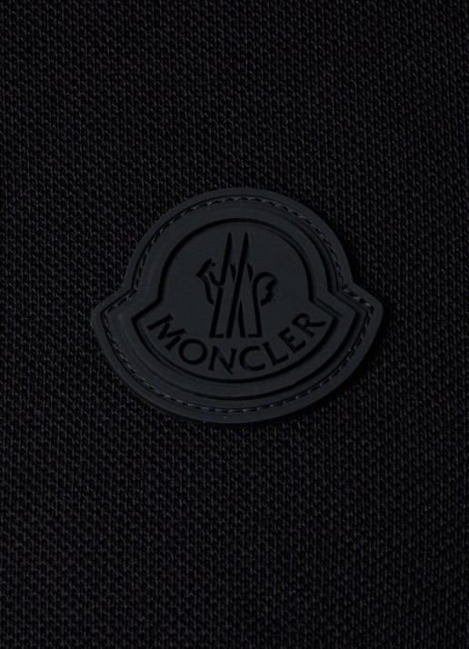 Moncler Regular fit polo van piqué katoen met logo - detail 4 zwart