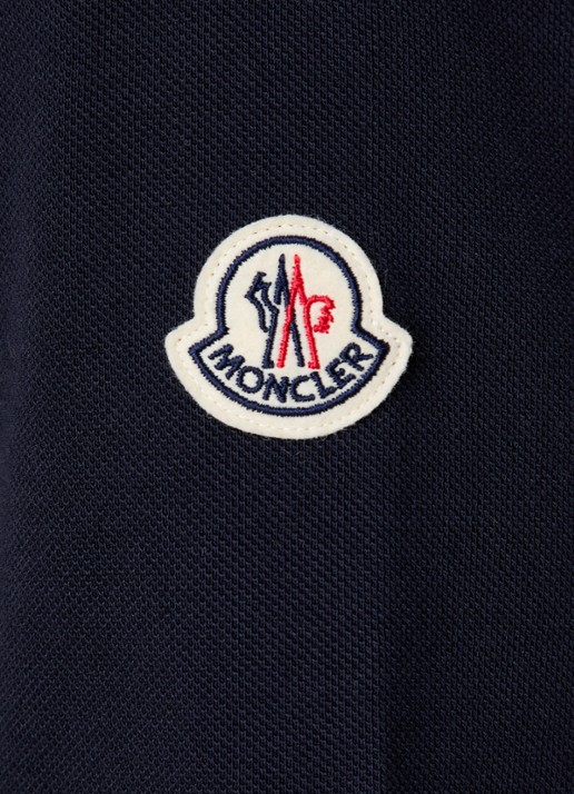 Moncler Regular fit polo van piqué katoen met logo - detail 3 blauw