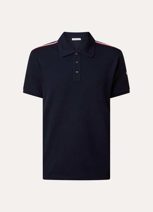 Moncler Regular fit polo van piqué katoen met logo - voorkant 4 blauw