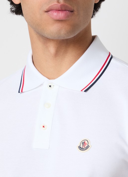 Moncler Regular fit polo van piqué katoen met logo - detail 3 wit