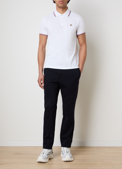 Moncler Regular fit polo van piqué katoen met logo - voorkant 5 wit