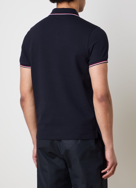 Moncler Regular fit polo van piqué katoen met logo - achterkant 5 donkerblauw
