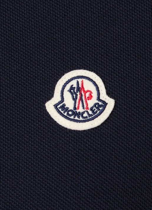 Moncler Regular fit polo van piqué katoen met logo - detail 2 donkerblauw