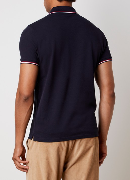 Moncler Regular fit polo van piqué katoen met logo - achterkant 3 donkerblauw
