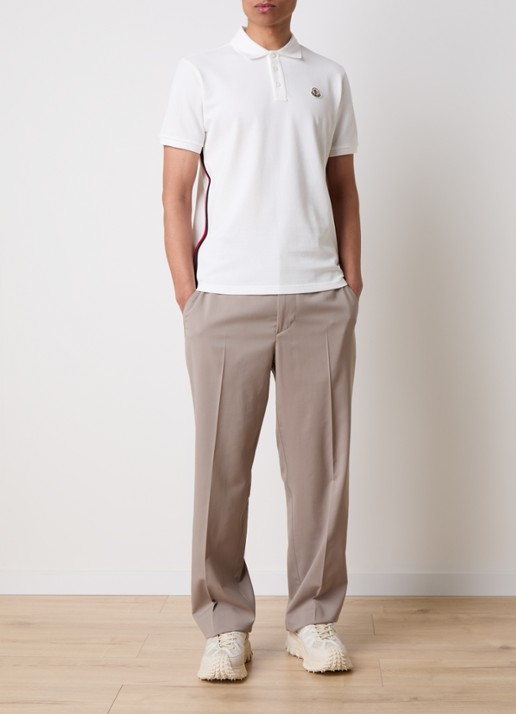 Moncler Regular fit polo van piqué katoen met logoborduring - voorkant 4 wit