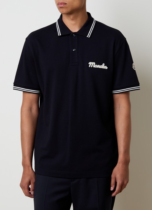 Moncler Regular fit polo van piqué katoen met logoborduring