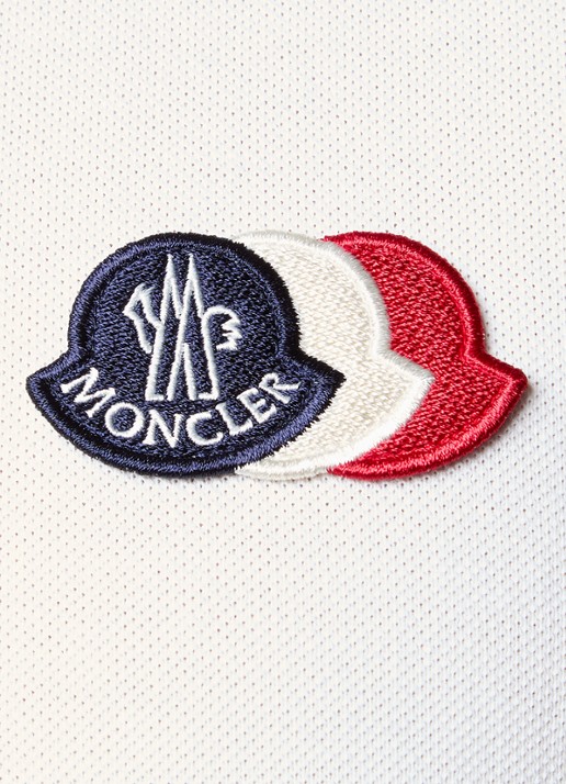 Moncler Regular fit polo van piqué katoen met logoborduring - detail 3 wit
