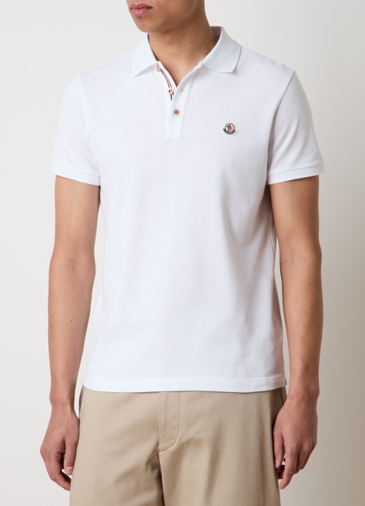 Moncler Regular fit polo van piqué katoen - detail 2 wit