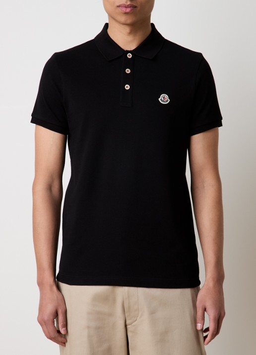 Moncler Regular fit polo van piqué katoen - detail 2 zwart