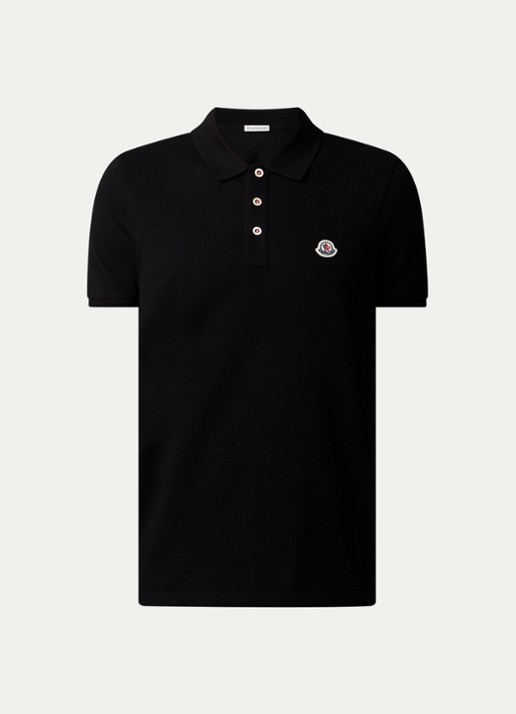 Moncler Regular fit polo van piqué katoen - voorkant 4 zwart