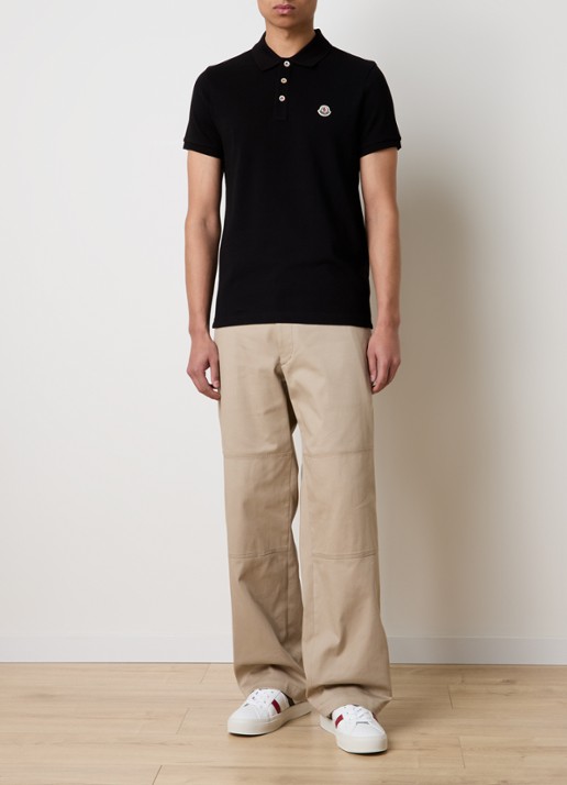Moncler Regular fit polo van piqué katoen - voorkant 5 zwart