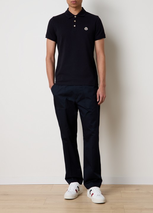 Moncler Regular fit polo van piqué katoen - voorkant 2 donkerblauw