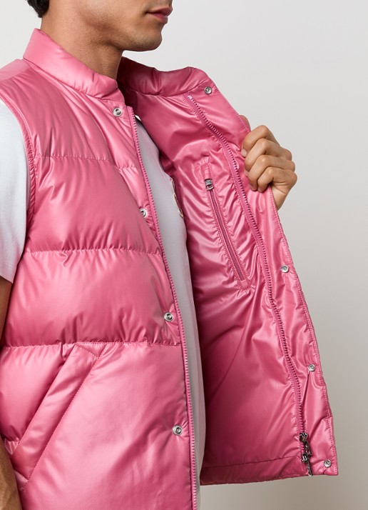 Moncler Restigo gewatteerde bodywarmer met donsvulling - detail 5 donkerroze