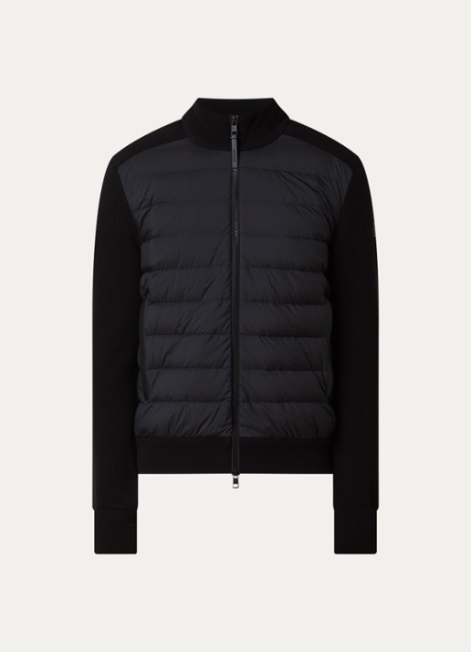 Moncler Ribgebreid vest in kajsmierblend met gewatteerd voorpand - voorkant 4 zwart