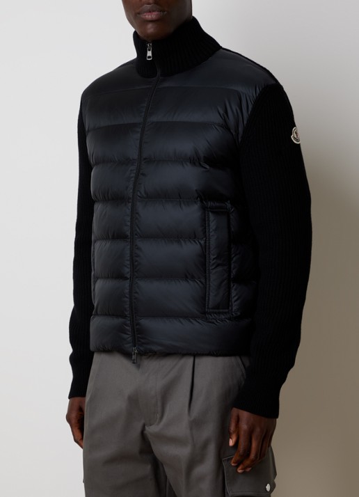 Moncler Ribgebreid vest in kasjmierblend met gewatteerd voorpand