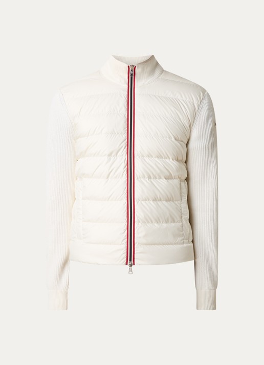 Moncler Ribgebreid vest met gewatteerd voorpand en donsvulling - voorkant 5 gebroken wit