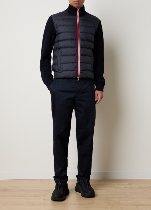 Moncler Ribgebreid vest met gewatteerd voorpand en donsvulling - voorkant 3 donkerblauw