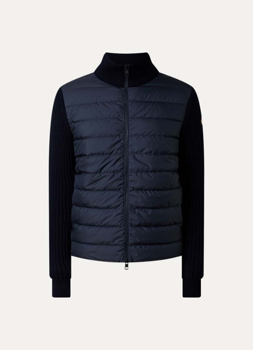 Moncler Ribgebreid vest met gewatteerd voorpand en logo