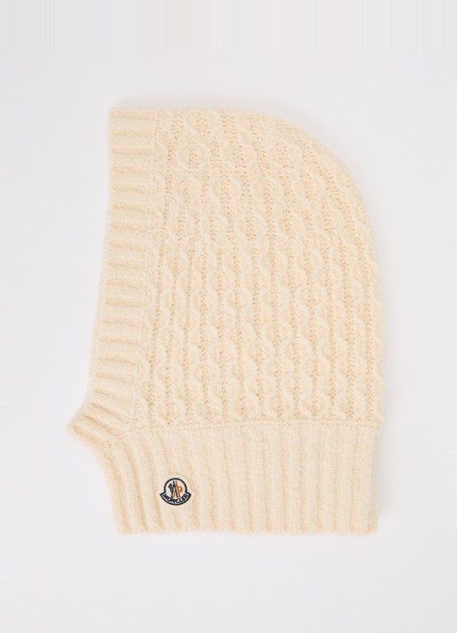 Moncler Ribgebreide balaclava in scheerwolblend met logo