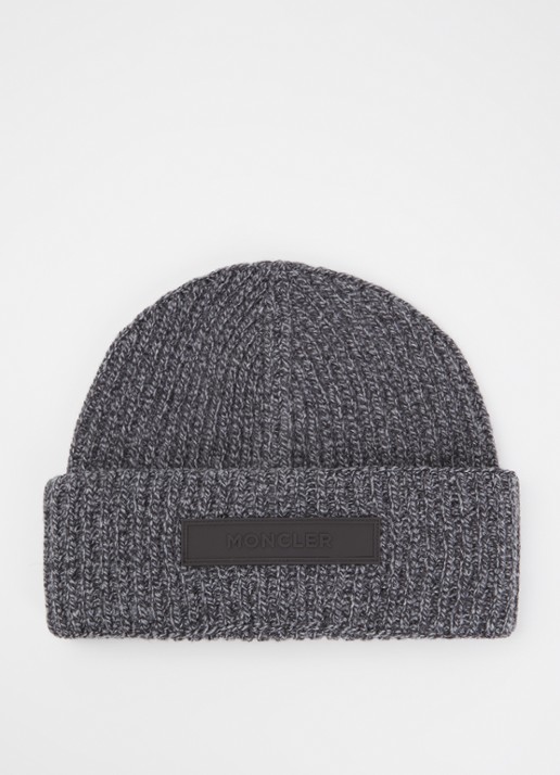Moncler Ribgebreide muts in kasjmierblend met logo