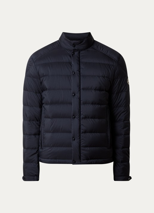 Moncler Selves gewatteerde jas met capuchon en ritszakken - voorkant 5 donkerblauw