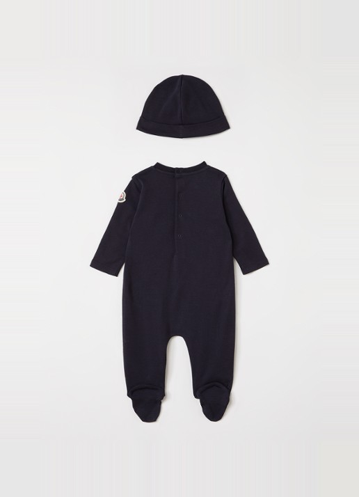 Moncler Set van babypak met muts in giftbox 2-delig - voorkant 3 donkerblauw