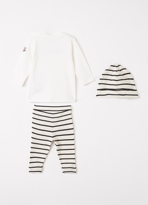 Moncler Set van longsleeve met legging en muts in giftbox 3-delig - voorkant 3 gebroken wit