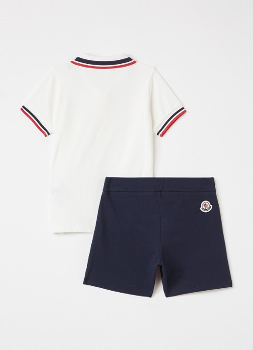 Moncler Set van polo met korte broek 2-delig - voorkant 2 gebroken wit
