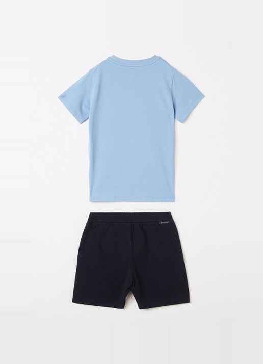 Moncler Set van T-shirt met korte broek 2-delig - voorkant 2 blauw