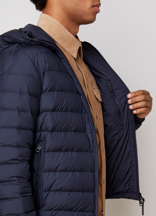 Moncler Solien puffer jack met donsvulling en ritszakken - detail 4 donkerblauw