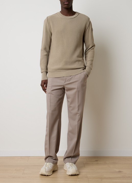 Moncler Sportivo straight fit pantalon in scheerwolblend met steekzakken - voorkant 3 zand