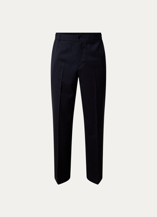 Moncler Sportivo straight fit pantalon in scheerwolblend met steekzakken - voorkant 2 donkerblauw