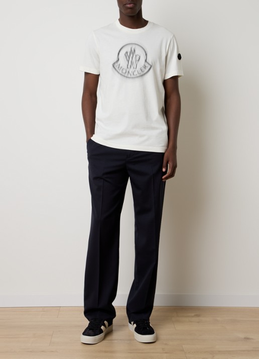 Moncler Sportivo straight fit pantalon in scheerwolblend met steekzakken - voorkant 3 donkerblauw